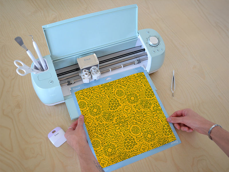 Yellow AI Technology Vinyl Film Pattern Size 12 inch Scale~Rwraps Yellow AI Technology Sizing Chart~3
