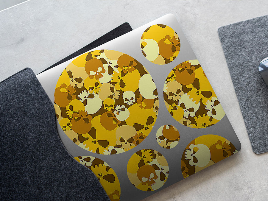 yellow calvaria skull and bones DIY Laptop Stickers