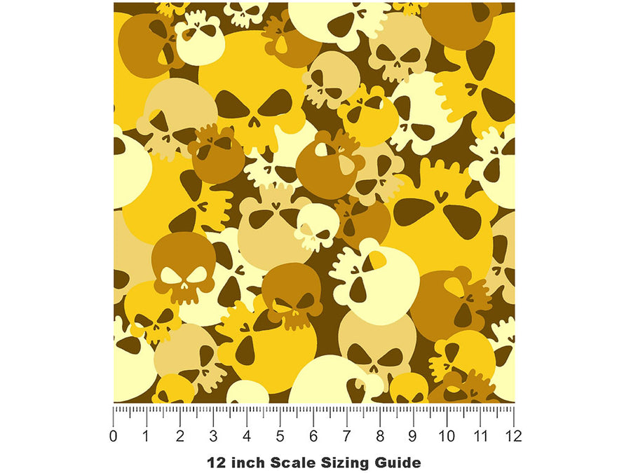 Yellow Calvaria Halloween Vinyl Film Pattern Size 12 inch Scale~Rwraps Yellow Calvaria Halloween Sizing Chart~2