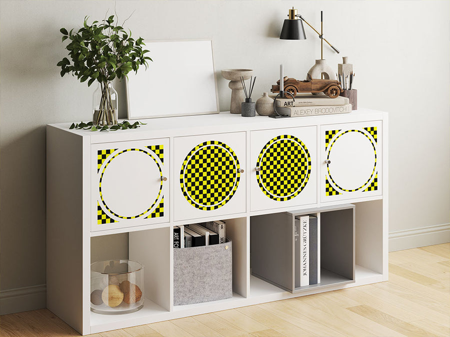 yellow checkered DIY Furniture Stickers
