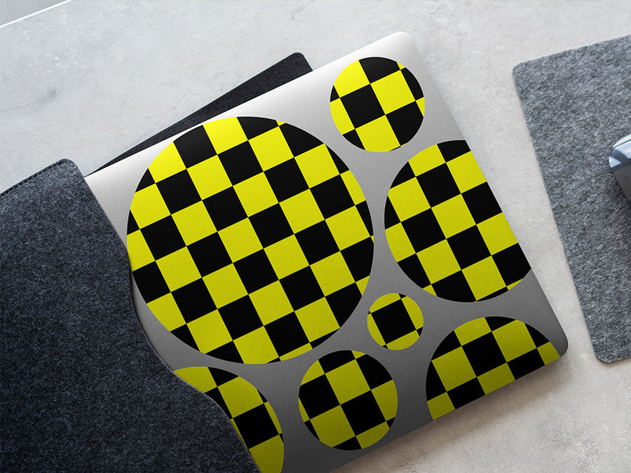 yellow checkered DIY Laptop Stickers
