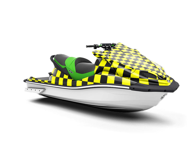 Yellow Checkered Jet Ski Vinyl Customized Wrap