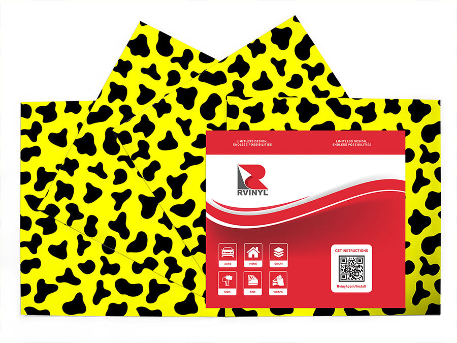 yellow cow animal print Craft Vinyl Sheet Pack