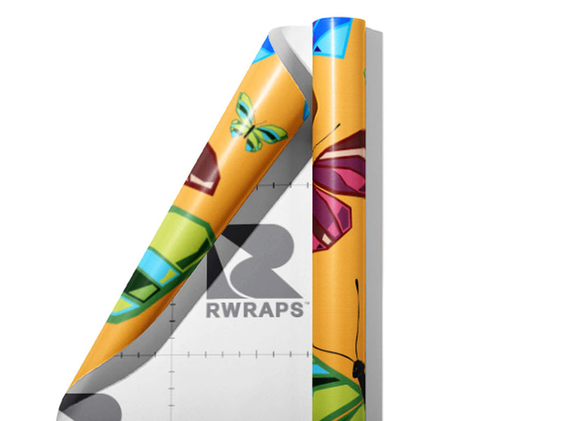 Yellow Flutter Bug Wrap Film Sheets~Rwraps Series 914 Yellow Flutter Bug Scrolled Sheet~3