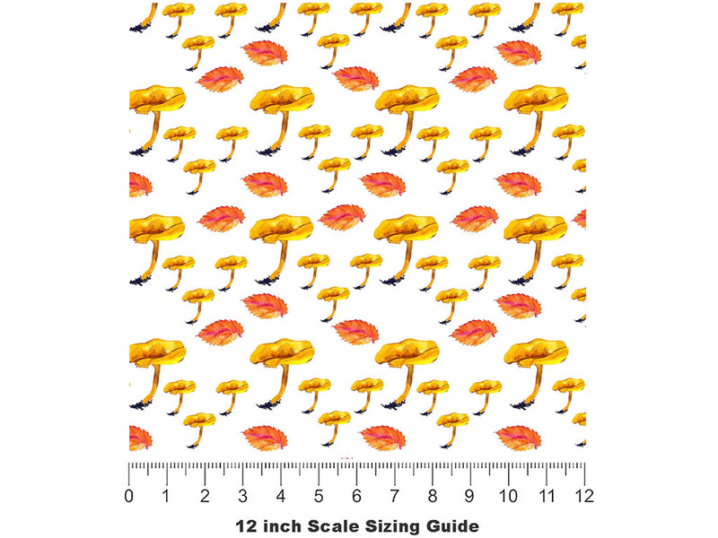 Yellow Foot Fun Mushroom Vinyl Film Pattern Size 12 inch Scale~Rwraps Yellow Foot Fun Mushroom Sizing Chart~2