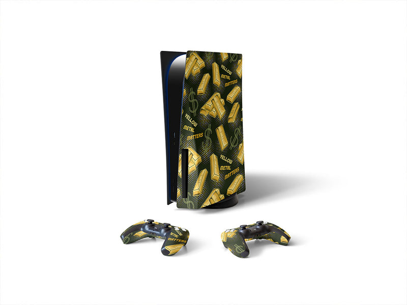 yellow metal bling Sony PS5 DIY Skin