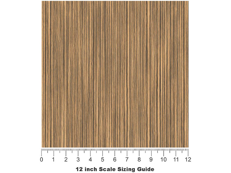 Zebrawood Name3 Woodgrain Vinyl Film Pattern Size 12 inch Scale~Rwraps Zebrawood Name3 Woodgrain Sizing Chart~3