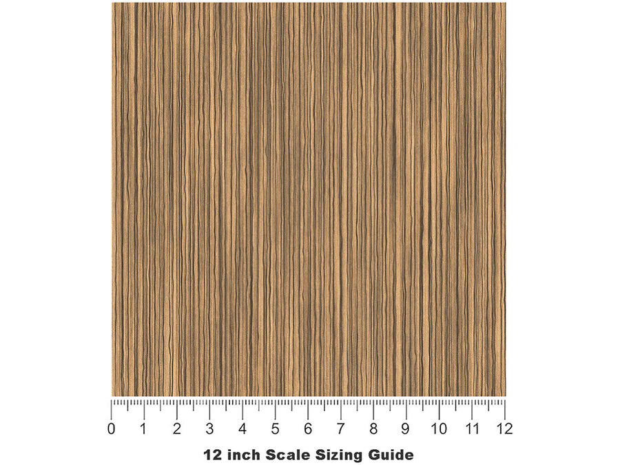 Zebrawood Name3 Woodgrain Vinyl Film Pattern Size 12 inch Scale~Rwraps Zebrawood Name3 Woodgrain Sizing Chart~3