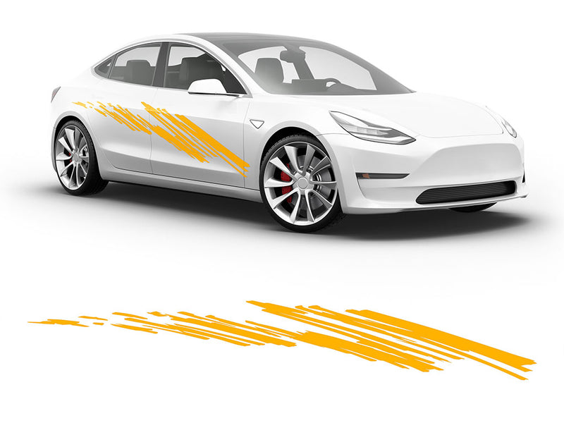 3M Sunflower Yellow Zig Zag Body Graphic~Full Side Auto Decal Kit~0