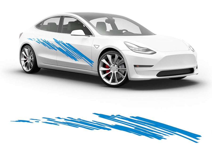 3M Light Blue Zig Zag Body Graphic~Full Side Auto Decal Kit~0