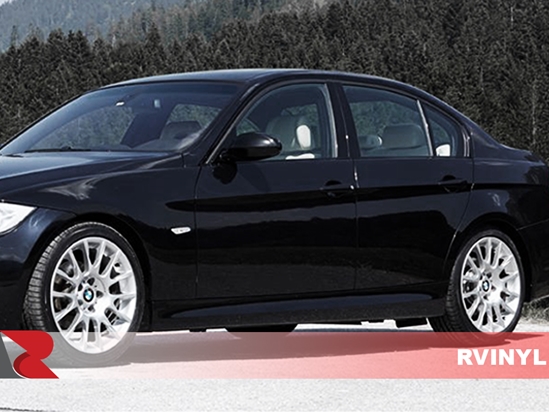 BMW 3-Series 2006-2012 Sedan Brushed Aluminum Black Pillar Trim Covers