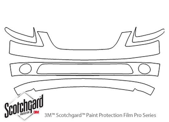 Nissan Altima 2002-2004 3M Clear Bra Bumper Paint Protection Kit Diagram