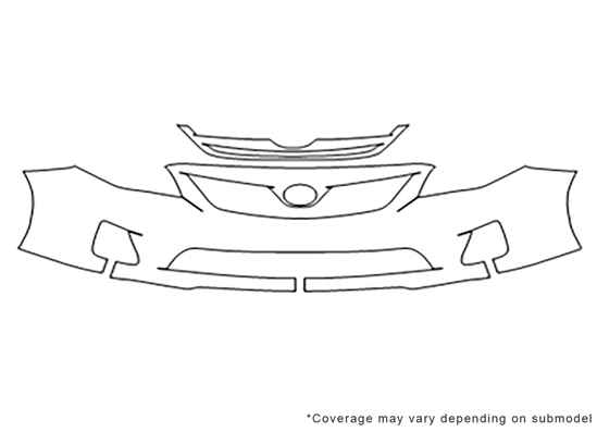 Toyota Corolla 2011-2013 3M Clear Bra Bumper Paint Protection Kit Diagram