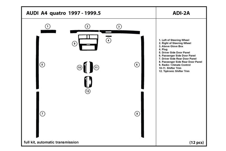 1997 Audi A4 DL Auto Dash Kit Diagram