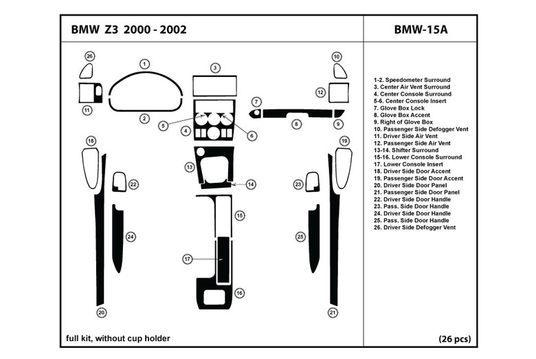 2000 BMW Z3 DL Auto Dash Kit Diagram