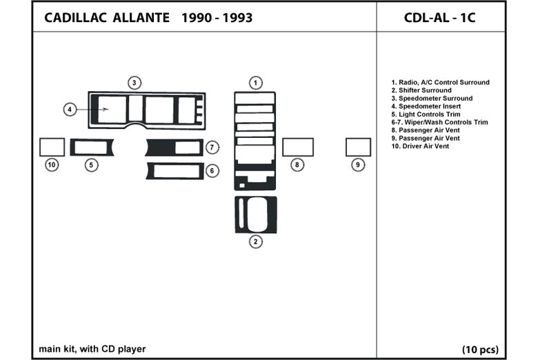 1987 Cadillac Allante DL Auto Dash Kit Diagram