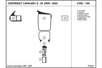 2002 Chevrolet Cavalier DL Auto Dash Kit Diagram