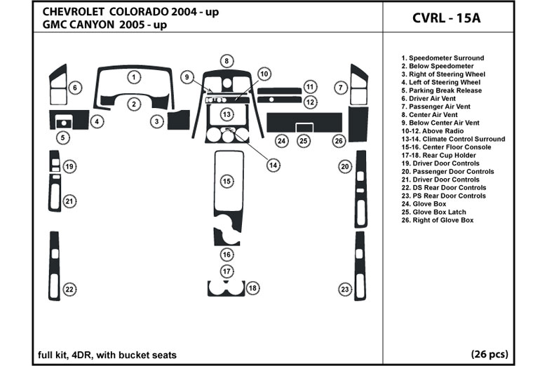 2005 GMC Canyon DL Auto Dash Kit Diagram