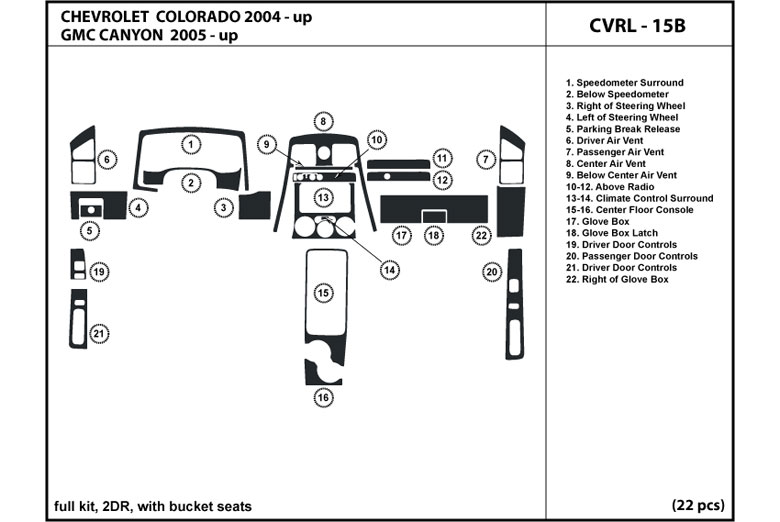 2005 GMC Canyon DL Auto Dash Kit Diagram