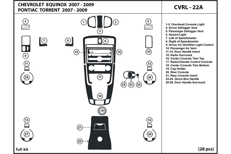 2007 Pontiac Torrent DL Auto Dash Kit Diagram