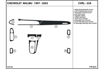 2001 Chevrolet Malibu DL Auto Dash Kit Diagram