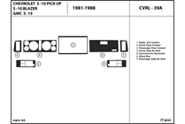 1986 Chevrolet S-10 DL Auto Dash Kit Diagram