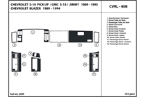 1993 Chevrolet Blazer DL Auto Dash Kit Diagram