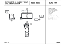 1996 Chevrolet S-10 Blazer DL Auto Dash Kit Diagram