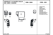2000 Chevrolet S-10 DL Auto Dash Kit Diagram
