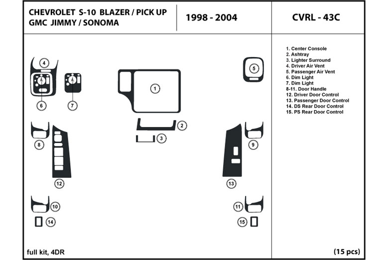 1998 Chevrolet Blazer DL Auto Dash Kit Diagram