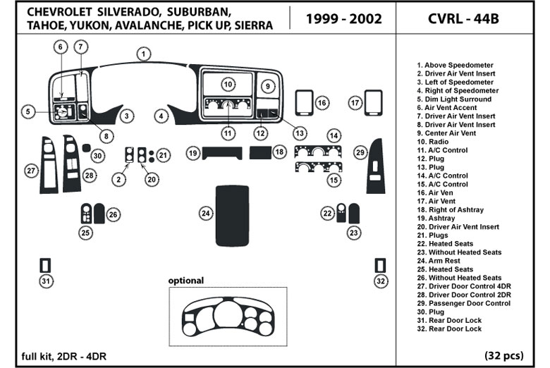 DL Auto™ GMC Sierra 1999-2002 Dash Kits