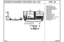 2005 Chevrolet Express DL Auto Dash Kit Diagram