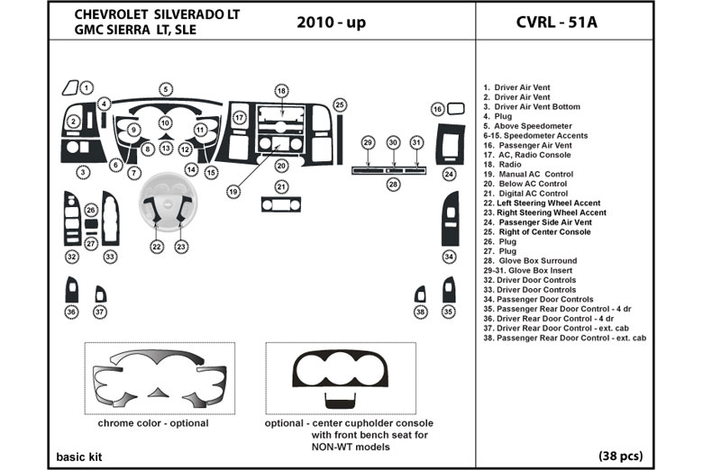 DL Auto™ GMC Sierra 2010-2012 Dash Kits
