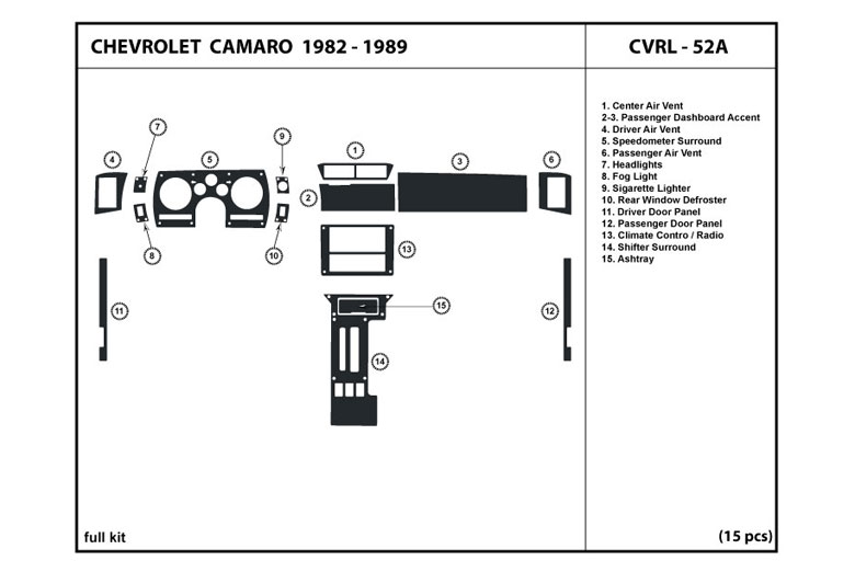 DL Auto™ Chevrolet Camaro 1982-1989 Dash Kits