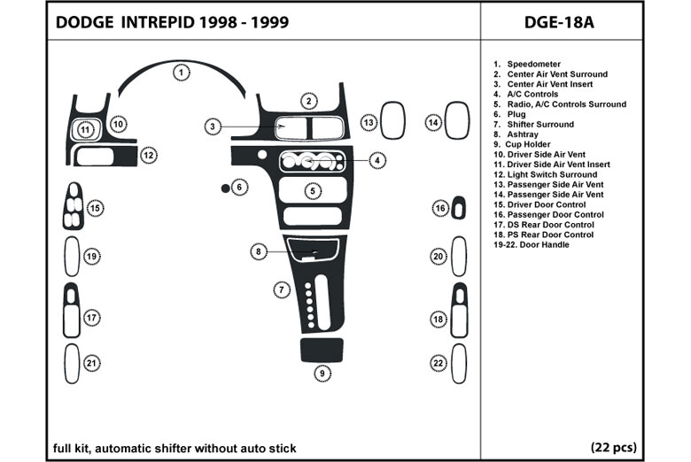 1998 Dodge Intrepid DL Auto Dash Kit Diagram