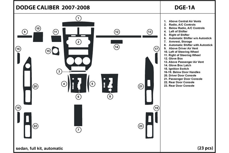 2007 Dodge Caliber DL Auto Dash Kit Diagram