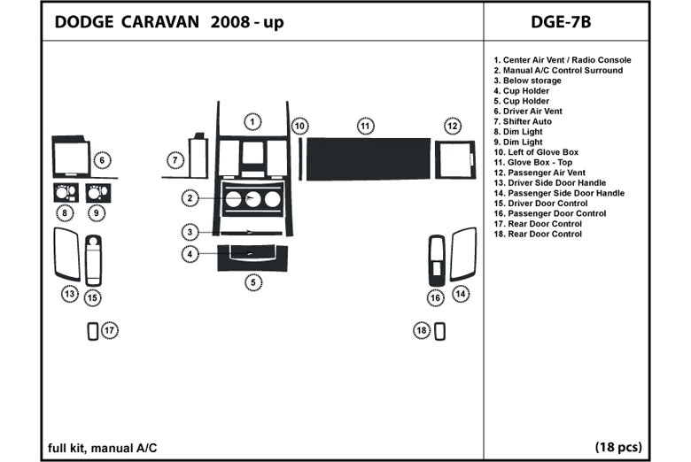 2008 Dodge Grand Caravan DL Auto Dash Kit Diagram