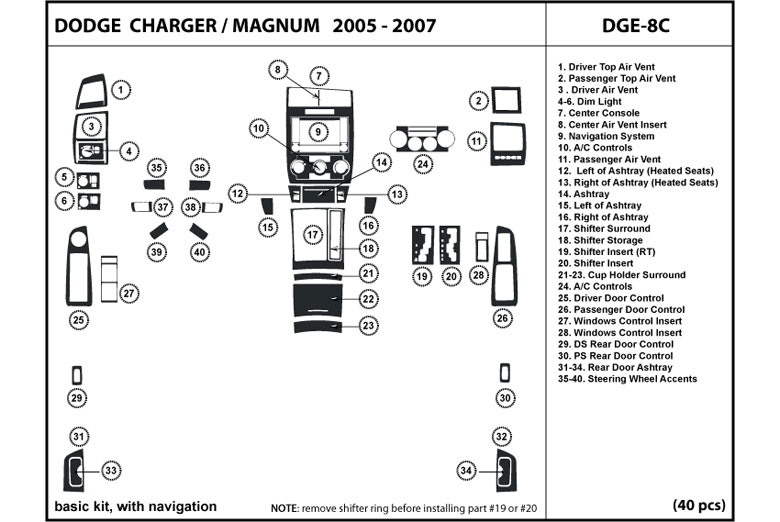 DL Auto™ Dodge Charger 2006-2007 Dash Kits