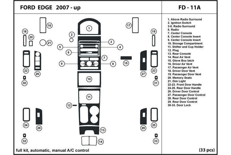 2007 Ford Edge DL Auto Dash Kit Diagram