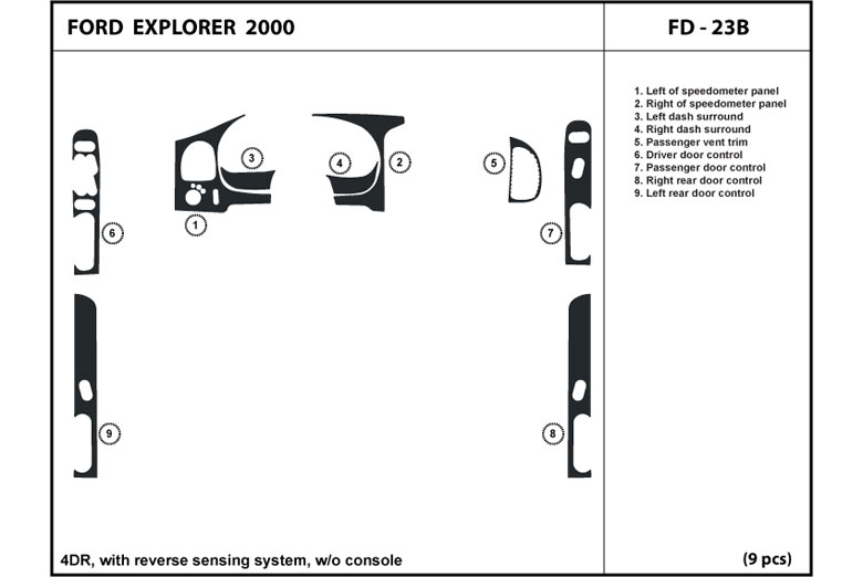2000 Ford Explorer DL Auto Dash Kit Diagram