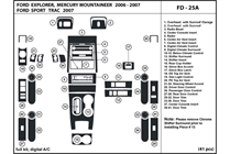 2007 Mercury Mountaineer DL Auto Dash Kit Diagram