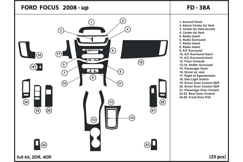 2008 Ford Focus DL Auto Dash Kit Diagram