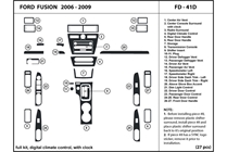 2007 Ford Fusion DL Auto Dash Kit Diagram