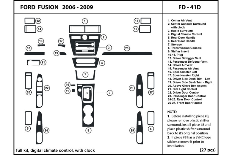 DL Auto™ Ford Fusion 2006-2009 Dash Kits