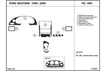 2000 Ford Mustang DL Auto Dash Kit Diagram