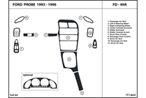 1996 Ford Probe DL Auto Dash Kit Diagram
