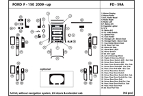 2009 Ford F-150 DL Auto Dash Kit Diagram