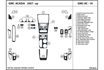 2012 GMC Acadia DL Auto Dash Kit Diagram