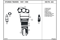 1999 Hyundai Tiburon DL Auto Dash Kit Diagram