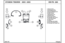 2005 Hyundai Tiburon DL Auto Dash Kit Diagram